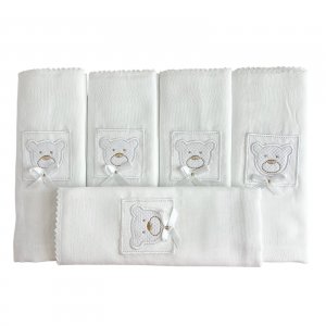 Conjunto 5 Fraldas para Bebê Cremer Luxo Premiere Branco