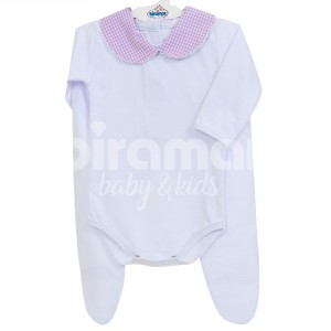 Conjunto Clássico 2 Peças para Bebê Xadrez Lilás - Tamanho Único