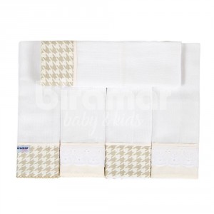 Conjunto 5 Fraldas para Bebê Cremer Luxo Windsor Bege