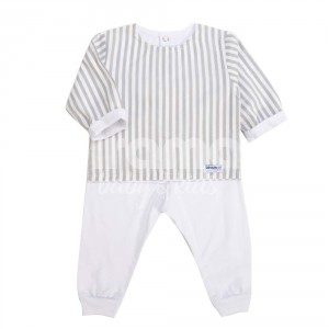 Conjunto Pagão para Bebê 3 Peças Listrado Cinza - Tamanho Único