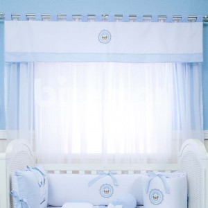 Cortina para Quarto de Bebê com Bandô Lapela Navy Azul