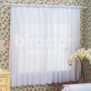 Cortina para Quarto de Bebê Percal Barrado Lollipop Piquet Branco