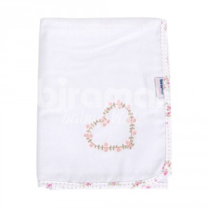 Cueiro Aflanelado para Bebê Bordado Tiffany Floral Poá Rosa