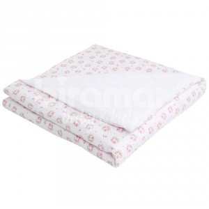 Edredom de Berço Estampa Dupla Face e Duvet Tiffany Floral Poá Rosa