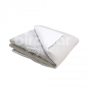 Edredom de Mini Cama e Montessoriano Estampa Dupla Face e Duvet Listrado Cinza
