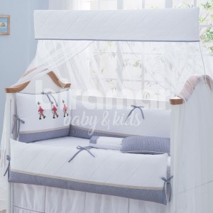 Kit Enxoval de Berço Soldadinho de Chumbo - Marinho 9 peças com Mosquiteiro