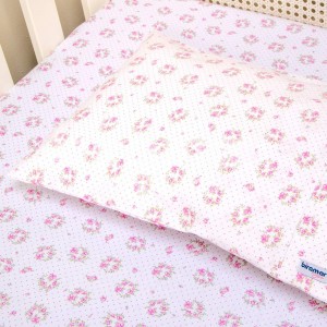 Fronha para Berço Estampada Tiffany Floral Poá Rosa