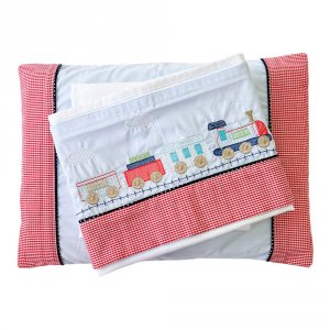 Jogo de Lençol para Carrinho Train Vermelho Percal 180 Fios - Jogo de Lençol para Carrinho Train Vermelho 3 peças Percal 180 Fios