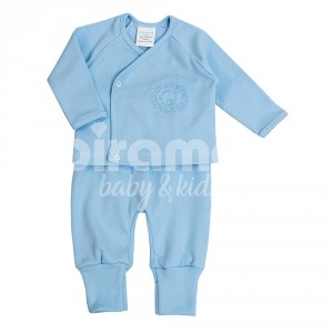 Kimono Maternidade para Bebê 3 Peças Teddy Bear Azul - Tamanho Único