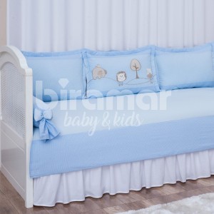 Kit Cama Babá 7 peças com Saia Lollipop II Animaizinhos Azul