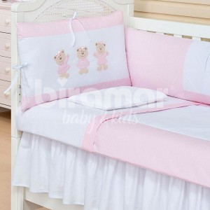 Kit Enxoval de Berço Lollipop Ursinhas Rosa 8 peças