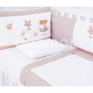 Enxoval de Berço Lollipop Alice Rose 9 peças com Mosquiteiro
