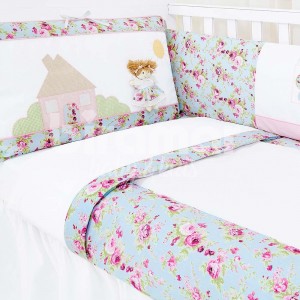 Kit Enxoval de Berço Lollipop Gabi Catarina Turquesa 9 Peças com Mosquiteiro