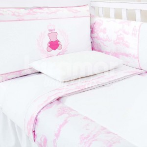 Kit Enxoval de Berço Lollipop Princess Rosa 9 Peças com Mosquiteiro