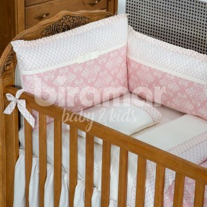 Kit Enxoval de Berço Jardim Secreto Rosa 9 Peças