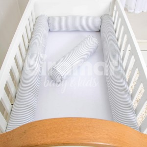 Kit de Berço Rolinho 4 Peças Listrado Cinza