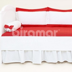 Kit Cama Babá 7 Peças Lollipop com Saia Milk Poá Vermelho