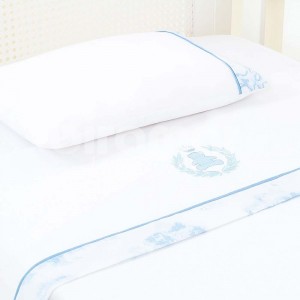Lençol para Berço 3 peças Lolli Teddy Azul Percal