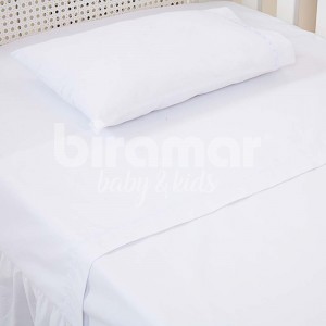 Lençol para Berço 3 Peças Percal 180 Fios Cianinha Branco