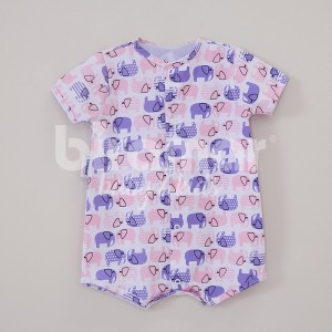 Macacão Curto para Bebê Elefantinho Rosa - Tamanho Único