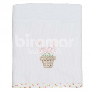 Manta para Bebê Malha Barrado Provençal Rosa 100% Algodão
