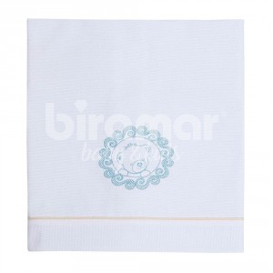 Manta para Bebê Piquê Teddy Bear Azul Percal 180 Fios
