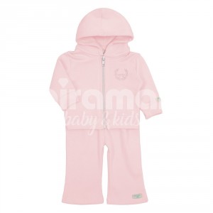 Moletom para Bebê Valencia Rosa - Tamanho Único - Moletom para Bebê Valencia Rosa 3 Peças - Tamanho Único
