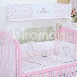 Mosquiteiro para Berço com Capa Babado Tiffany Floral Poá Rosa
