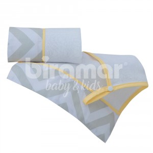 Paninho de Boca Cremer para Bebê 2 Peças com Porta Chupeta Chevron Amarelo