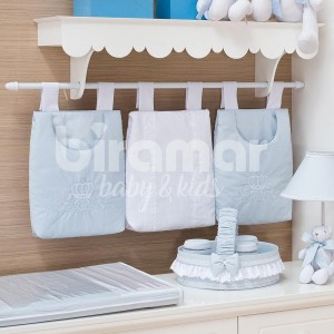Porta Fraldas para Bebê 3 Peças Bordado Inglês Harry Azul