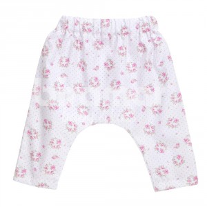 Calça Saruel para Bebê e Kids RN - Floral Poá Rosa