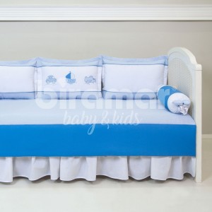 Kit Cama Babá 7 peças Lollipop com Saia Urbano Azul