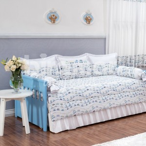Kit Cama Babá 7 peças com Saia Lollipop II Carrinhos Azul