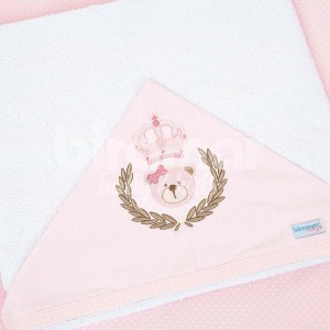 Toalha de Banho para Bebê Felpuda Revestida com Fralda Solta Chegou uma Princesa Rosa