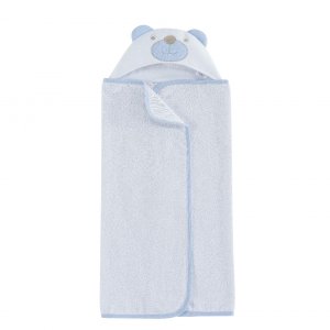 Toalha de Banho para Bebê Felpuda Revestida Fralda Bichinhos Urso Baby Azul