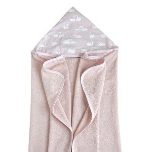 Toalha de Banho Kids Felpuda com Capuz Cisne Rosa