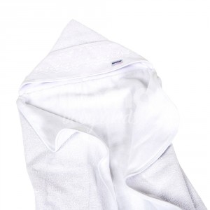 Toalha de Banho para Bebê Felpuda Revestida Fralda Cordão Branco