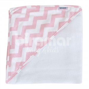 Toalha de Banho para Bebê Fralda Com Capuz Soho Chevron Rosa