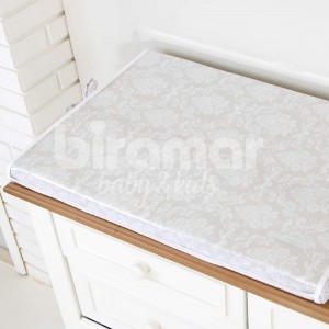 Trocador de Cômoda para Bebê Espuma 04 Estampado Damask Branco