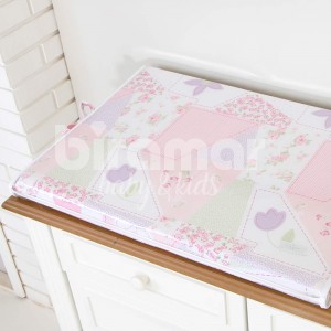 Trocador de Cômoda para Bebê Espuma 04 Estampado Patchwork Rosa