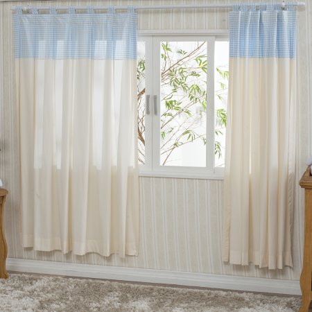 Cortina para Quarto de Bebê com Lapelas Percal Windsor Azul