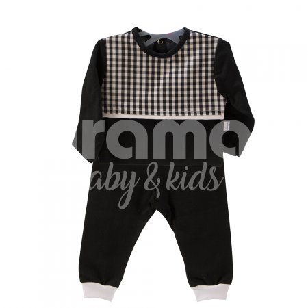 Conjunto Pagão para Bebê 3 Peças Preto Xadrez Preto - Tamanho Único