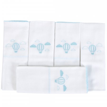 Conjunto 5 Fraldas para Bebê Cremer Luxo Antônio Azul