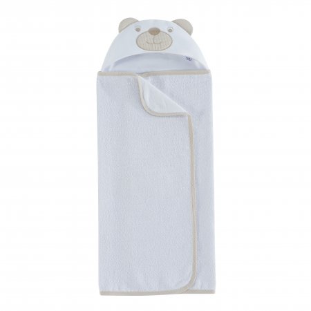 Toalha de Banho para Bebê Felpuda Revestida Fralda Bichinhos Urso Baby Bege