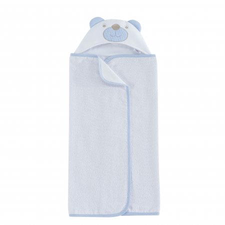 Toalha de Banho para Bebê Felpuda Revestida Fralda Bichinhos Urso Baby Azul