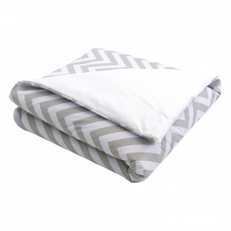 Edredom de Mini Cama Dupla Face e Duvet Estampa Chevron Cinza