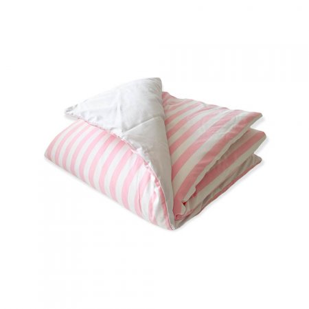 Edredom de Berço Estampa Dupla Face e Duvet Liz Listrado Rosa