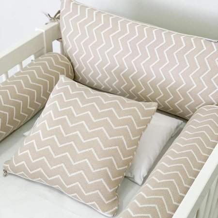 Kit de Berço Rolinho 5 Peças Tricot Chevron Bege