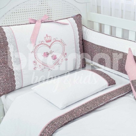 Kit Enxoval de Berço Baby Oncinha Rosa 9 Peças