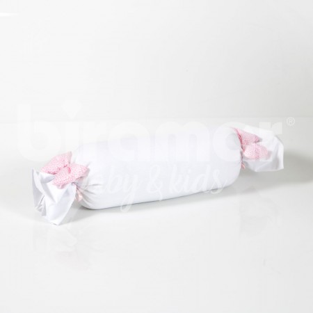 Rolinho Avulso para Bebê Branco / Laço Mini Folhas Rosa